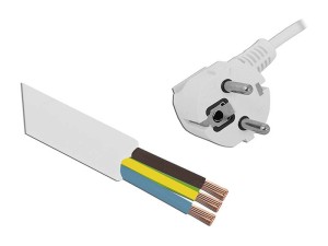 KABEL ZASILAJĄCY 3X0,75 BIAŁY Z WTYCZKĄ 1,5M
