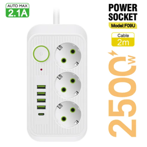 LISTWA ZASILAJĄCA 3 GNIAZDA + 5 USB 1,5M BIAŁA
