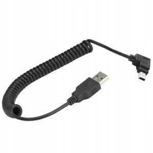 Kabel kątowy USB - Mini USB spirala LEWY 1,5m